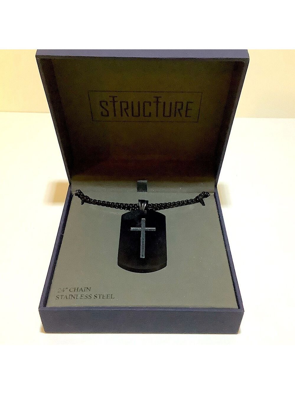 Structure Lord’s Prayer Cross Men’s Necklace New In Box